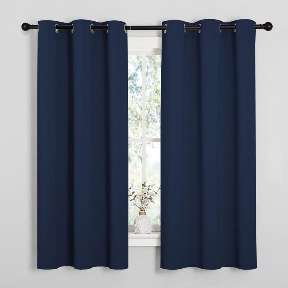 42"x63" Grommet Top Blackout Curtains 2 Panels - Navy Blue Thermal
